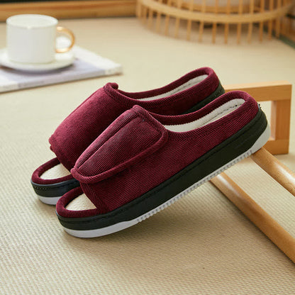 Chaussons antidérapants à velcro grande taille faciles à enfiler - Vin - EU41-42 (US7.5-8.5) - image 5