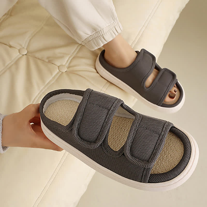 Chaussons en lin antidérapants à velcro réglables grande taille - image 3
