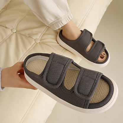 Chaussons en lin antidérapants à velcro réglables grande taille - image 3