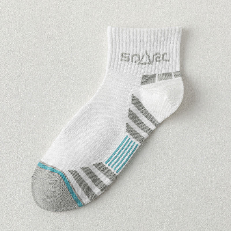 Chaussettes de compression à fines rayures en maille anti-transpiration (5 paires) - Blanc - EU39-44 (US6-10) - image 9