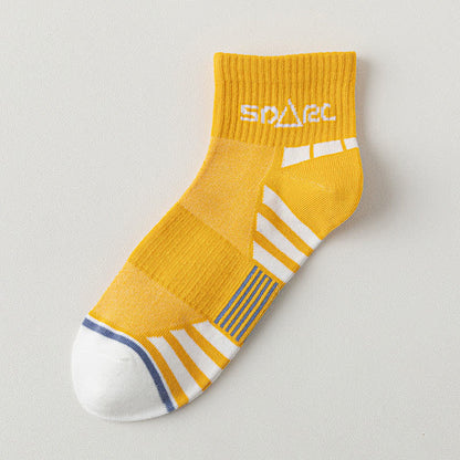 Chaussettes de compression à fines rayures en maille anti-transpiration (5 paires) - Jaune - EU39-44 (US6-10) - image 7