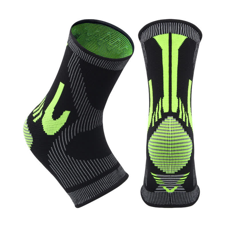 Chevillères de sport en tricot extensible à rayures - Noir et vert - XL - image 13