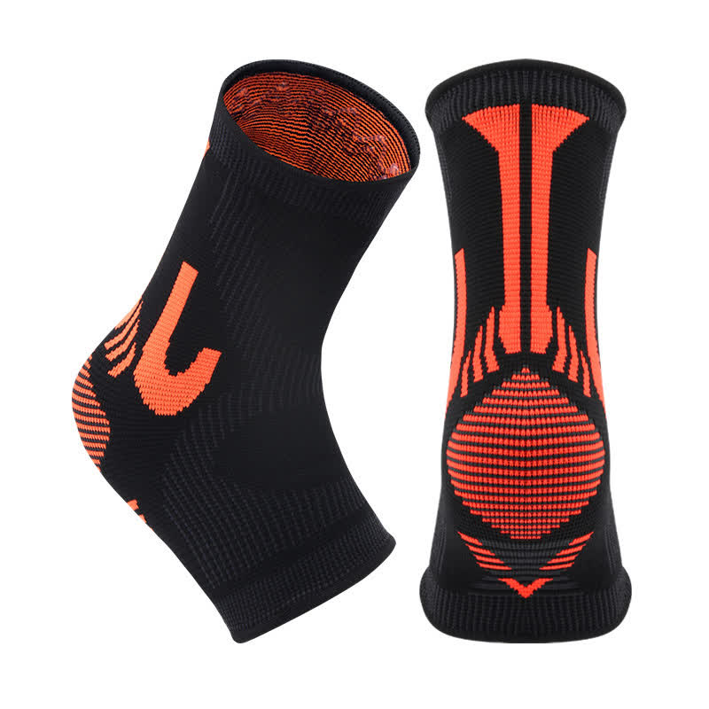 Chevillères de sport en tricot extensible à rayures - Noir et orange - XL - image 8
