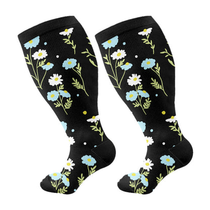 Chaussettes de compression grande taille à motif floral et oiseaux (3 paires) - UN - 4XL - image 6
