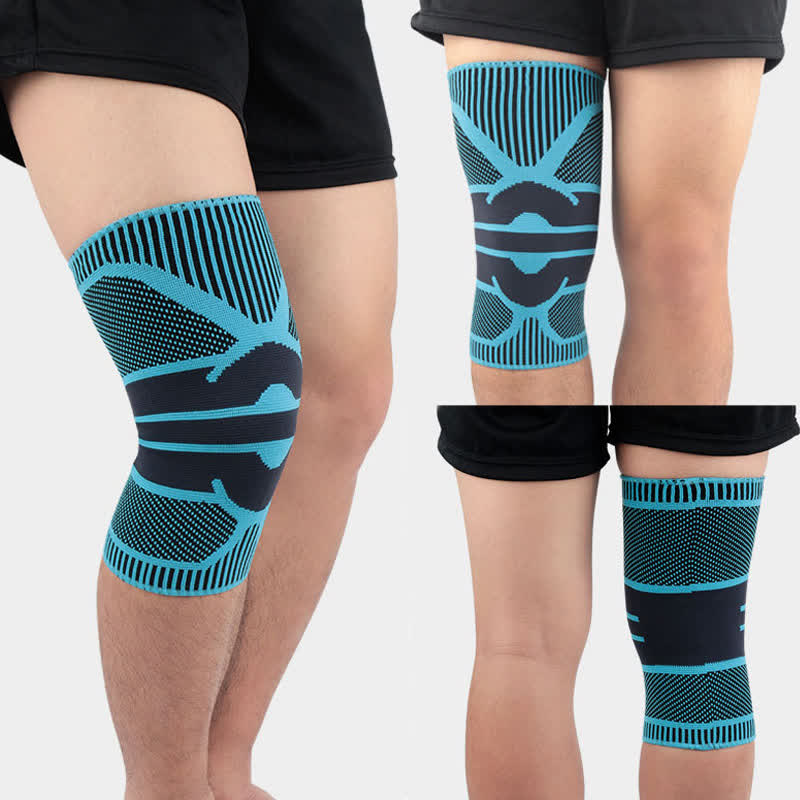 Genouillères de compression respirantes tricotées pour le sport - Bleu royal - XL - image 11
