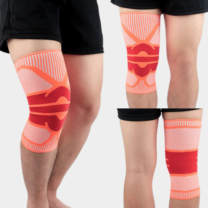 Genouillères de compression respirantes tricotées pour le sport - Orange et rouge - XL - image 9
