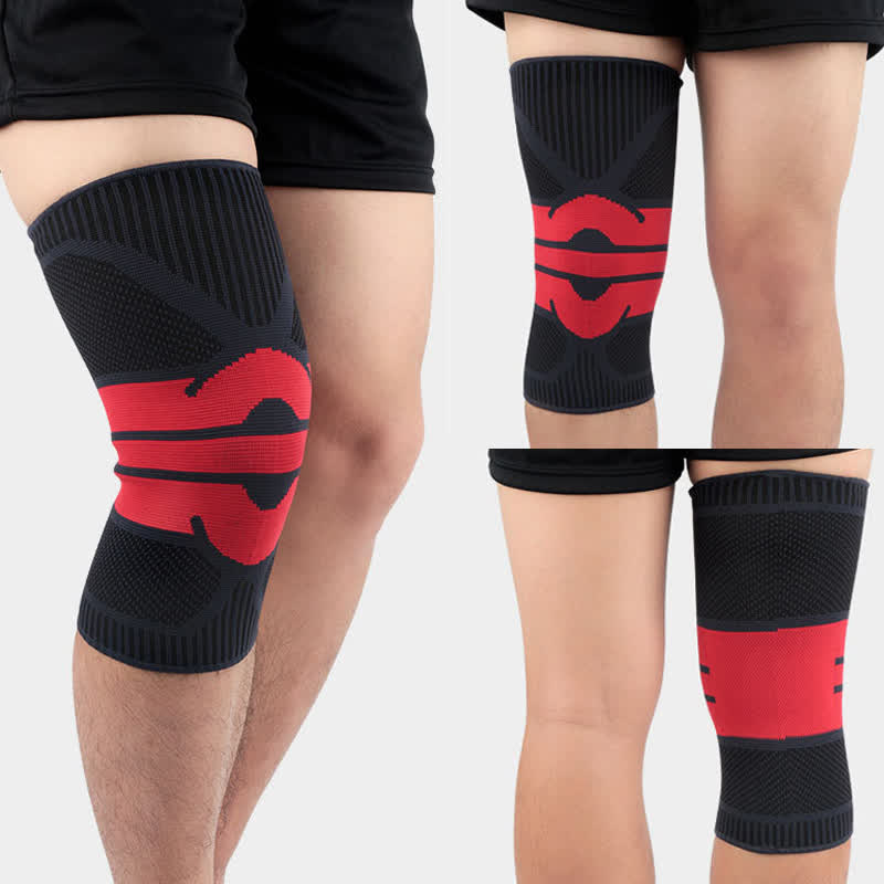 Genouillères de compression respirantes tricotées pour le sport - Rouge - XL - image 7