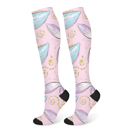 Chaussettes de compression à imprimé plumes et diamants (3 paires) - Rose (1 paire) - S/M - image 6