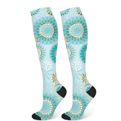 Chaussettes de compression à imprimé plumes et diamants (3 paires) - Vert (1 paire) - S/M - image 8