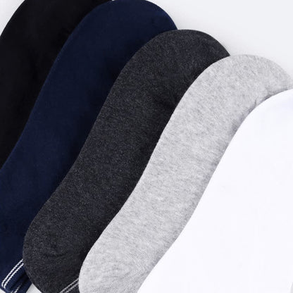 Chaussettes invisibles en coton à revers rayé (5 paires) - image 1