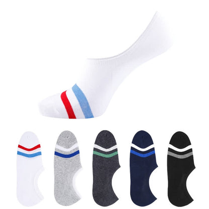 Chaussettes invisibles à revers rayé (5 paires) - Multicolore - EU43-50 (US9-15) - image 0