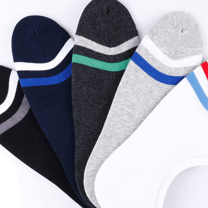 Chaussettes invisibles à revers rayé (5 paires) - image 2