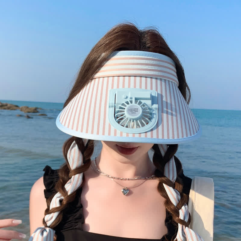 Chapeau de soleil rechargeable à visière et ruban rayé (lot de 2)