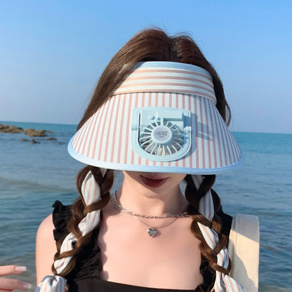 Chapeau de soleil rechargeable à visière et ruban rayé (lot de 2)