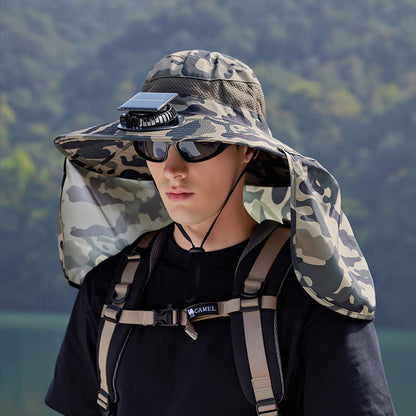 Bob camouflage avec rabat de nuque et ventilateur rechargeable - Kaki - One Size - image 2