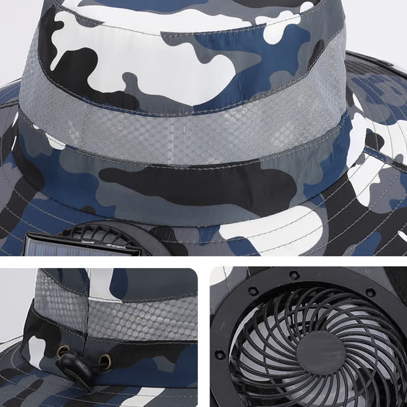 Bob camouflage avec rabat de nuque et ventilateur rechargeable - image 7