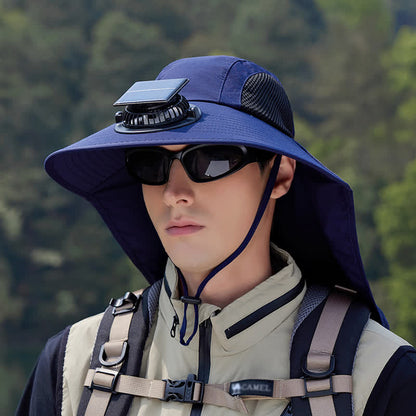 Chapeau bob respirant avec ventilateur rechargeable d'extérieur - Bleu marine - One Size - image 3