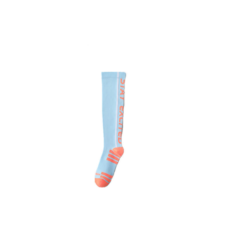 Chaussettes de compression hautes à imprimé lettres lumineuses (4 paires) - Bleu - EU36-41 (US3-7,5) - image 9