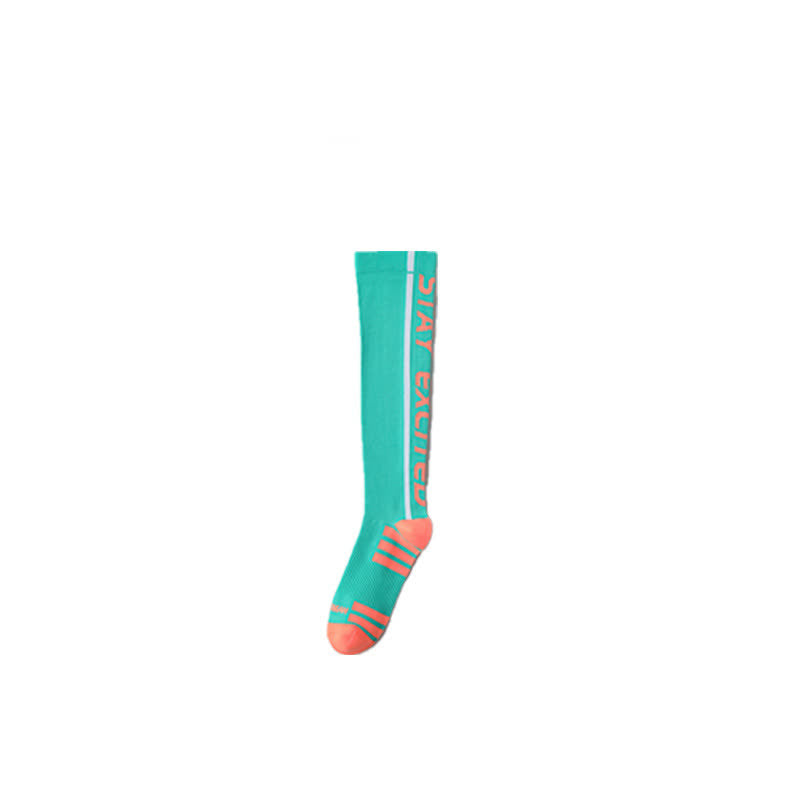 Chaussettes de compression hautes à imprimé lettres lumineuses (4 paires) - Lac Bleu - EU36-41 (US3-7,5) - image 5