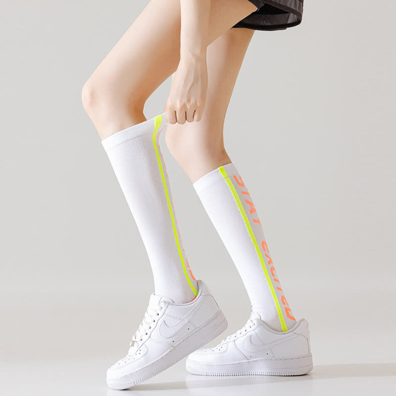 Chaussettes de compression hautes à imprimé lettres lumineuses (4 paires)