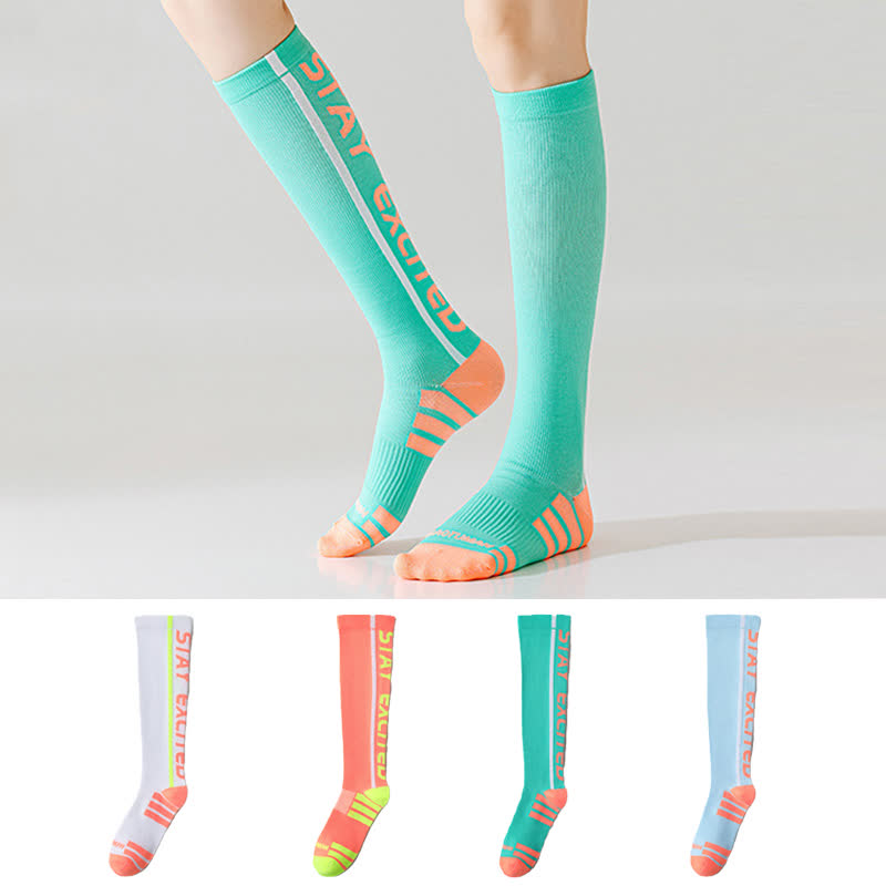 Chaussettes de compression hautes à imprimé lettres lumineuses (4 paires)