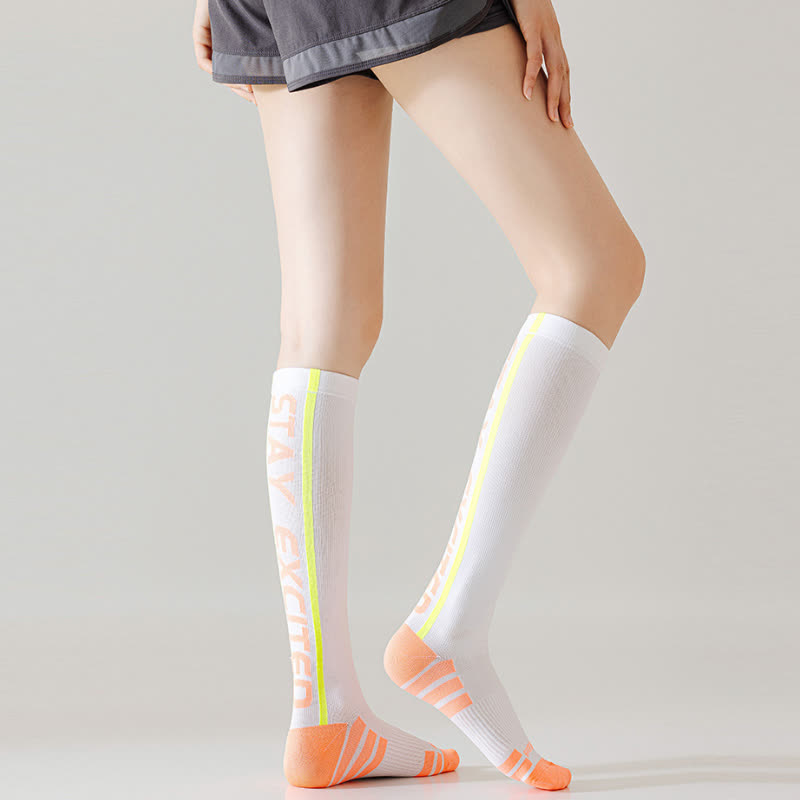 Chaussettes de compression hautes à imprimé lettres lumineuses (4 paires)
