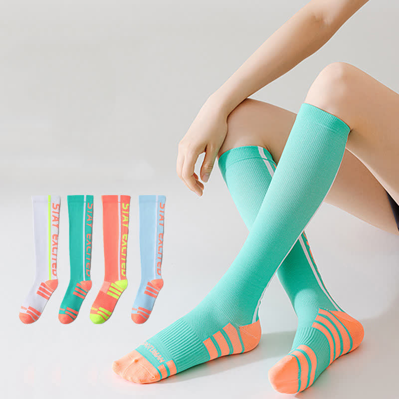 Chaussettes de compression hautes à imprimé lettres lumineuses (4 paires) - image 1