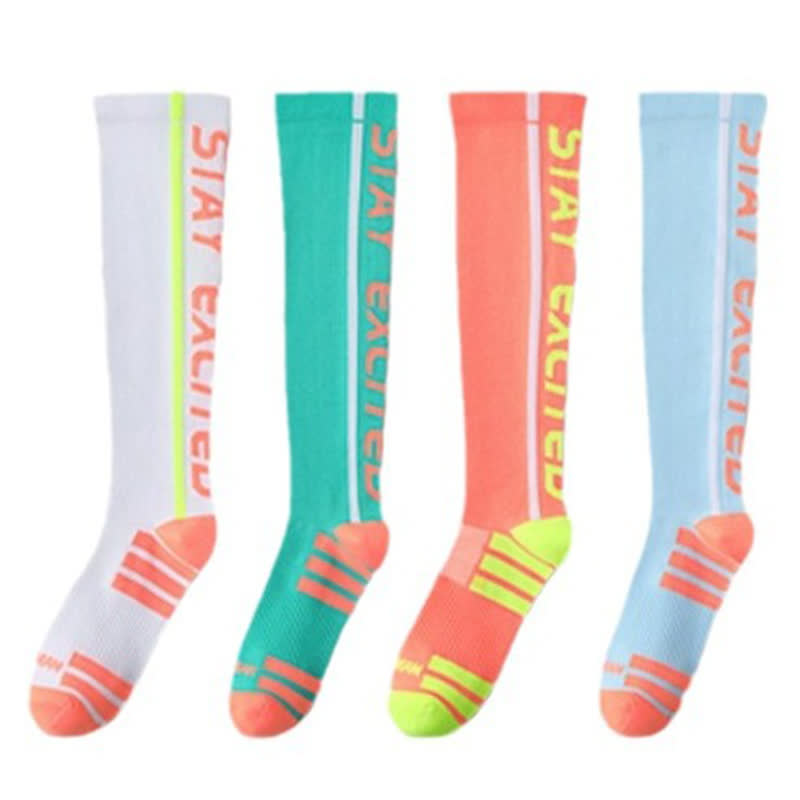 Chaussettes de compression hautes à imprimé lettres lumineuses (4 paires) - Multicolore - EU36-41 (US3-7,5) - image 2