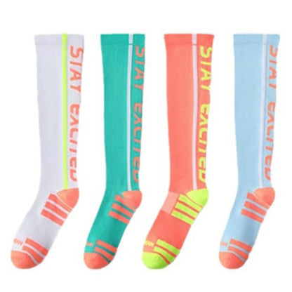Chaussettes de compression hautes à imprimé lettres lumineuses (4 paires) - Multicolore - EU36-41 (US3-7,5) - image 2