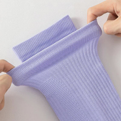 Chaussettes de compression hautes en maille respirante de couleur unie (6 paires)