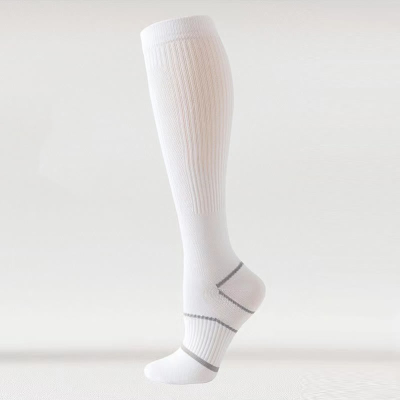 Chaussettes de compression hautes en maille respirante de couleur unie (6 paires) - Blanc - EU36-40 (US3-7) - image 10