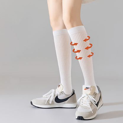 Chaussettes de compression hautes en maille respirante de couleur unie (6 paires)