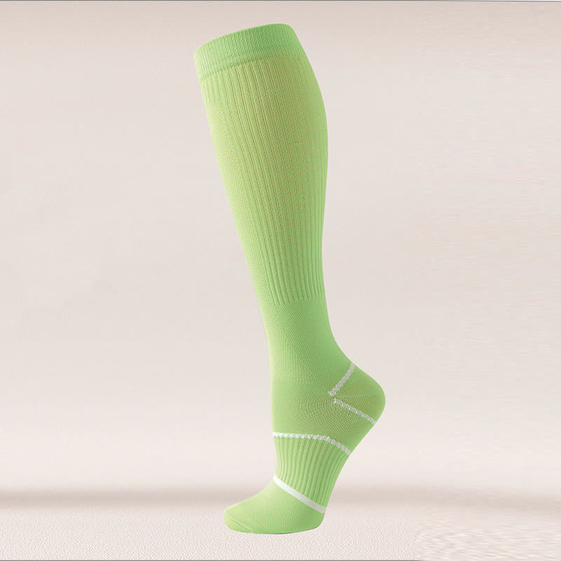 Chaussettes de compression hautes en maille respirante de couleur unie (6 paires)