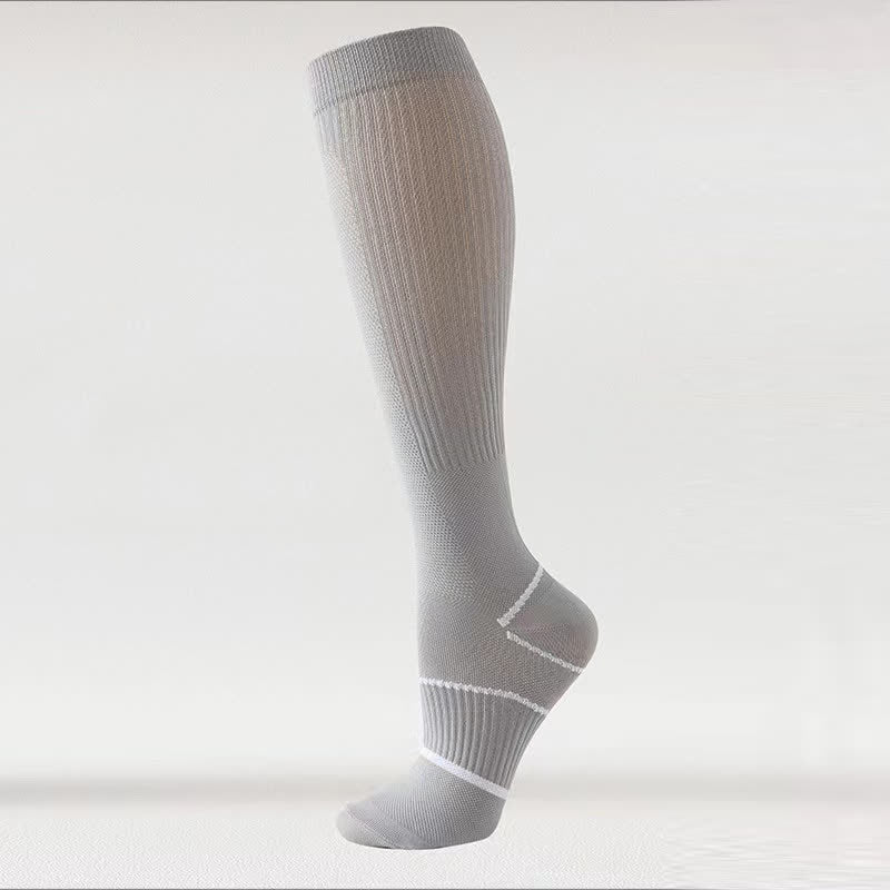 Chaussettes de compression hautes en maille respirante de couleur unie (6 paires) - Gris - EU36-40 (US3-7) - image 10