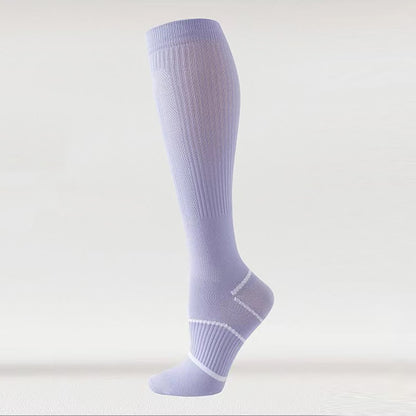 Chaussettes de compression hautes en maille respirante de couleur unie (6 paires) - Violet - EU36-40 (US3-7) - image 6