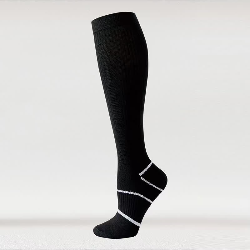 Chaussettes de compression hautes en maille respirante de couleur unie (6 paires)