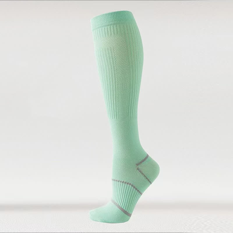 Chaussettes de compression hautes en maille respirante de couleur unie (6 paires)