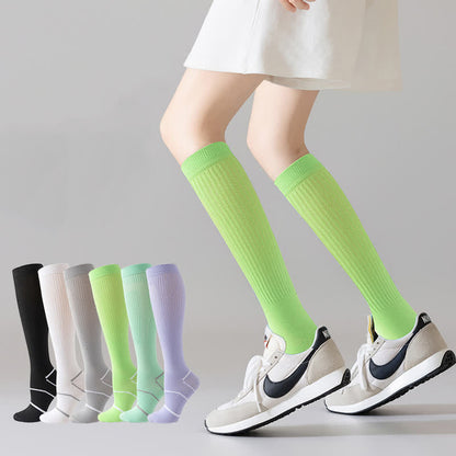 Chaussettes de compression hautes en maille respirante de couleur unie (6 paires)