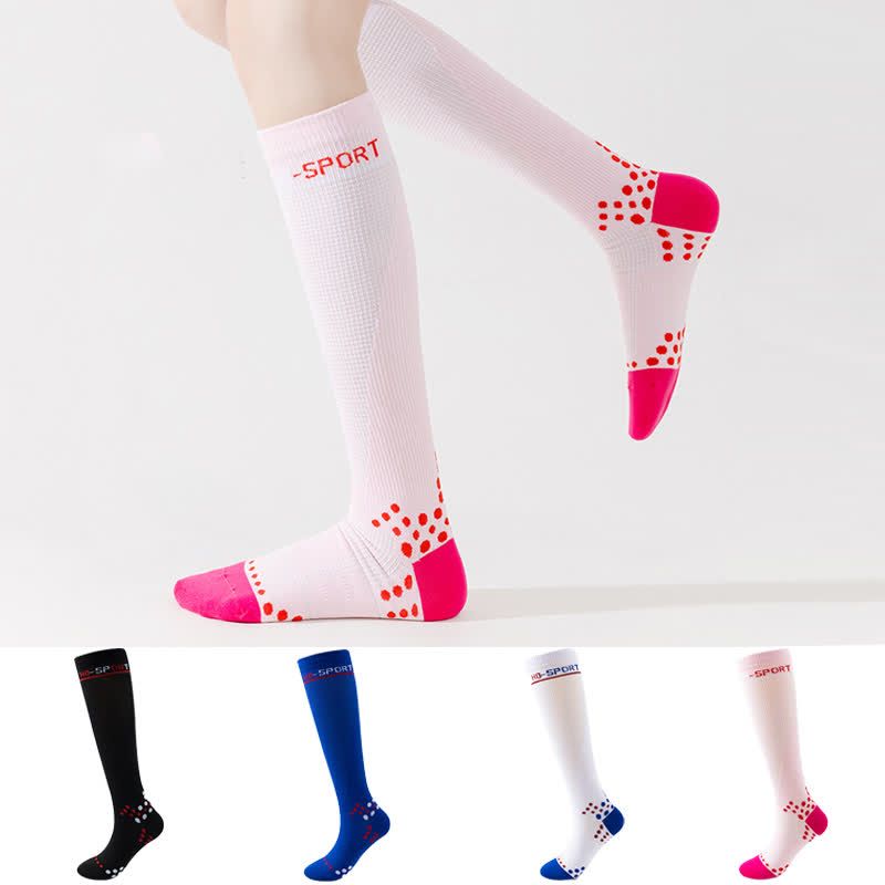 Chaussettes de compression hautes à motif géométrique (4 paires)