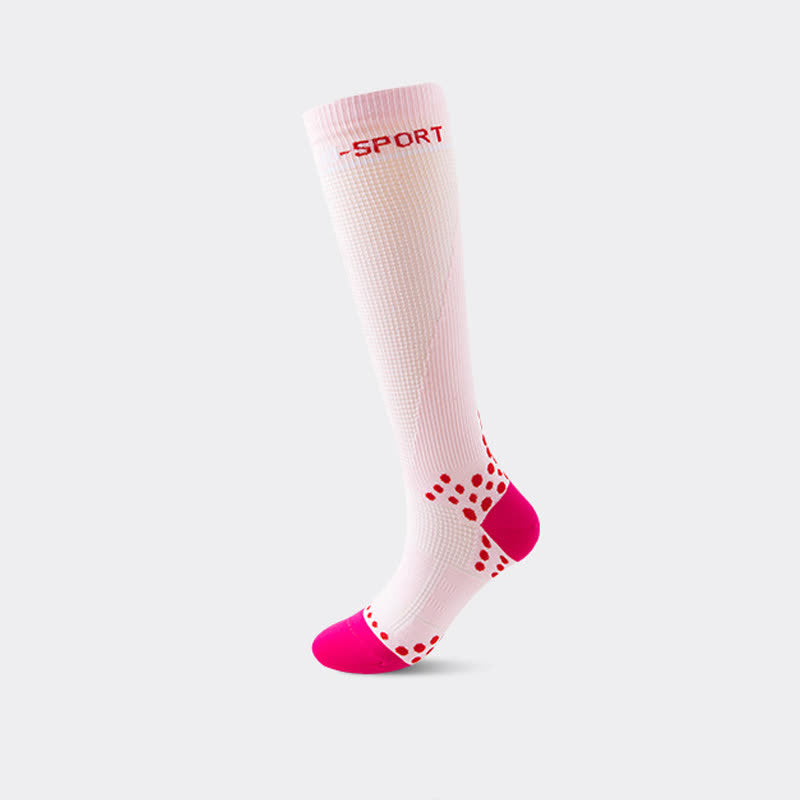 Chaussettes de compression hautes à motif géométrique (4 paires) - Rose - EU36-40 (US3-7) - image 4