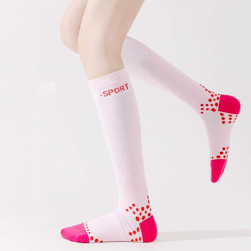 Chaussettes de compression hautes à motif géométrique (4 paires)