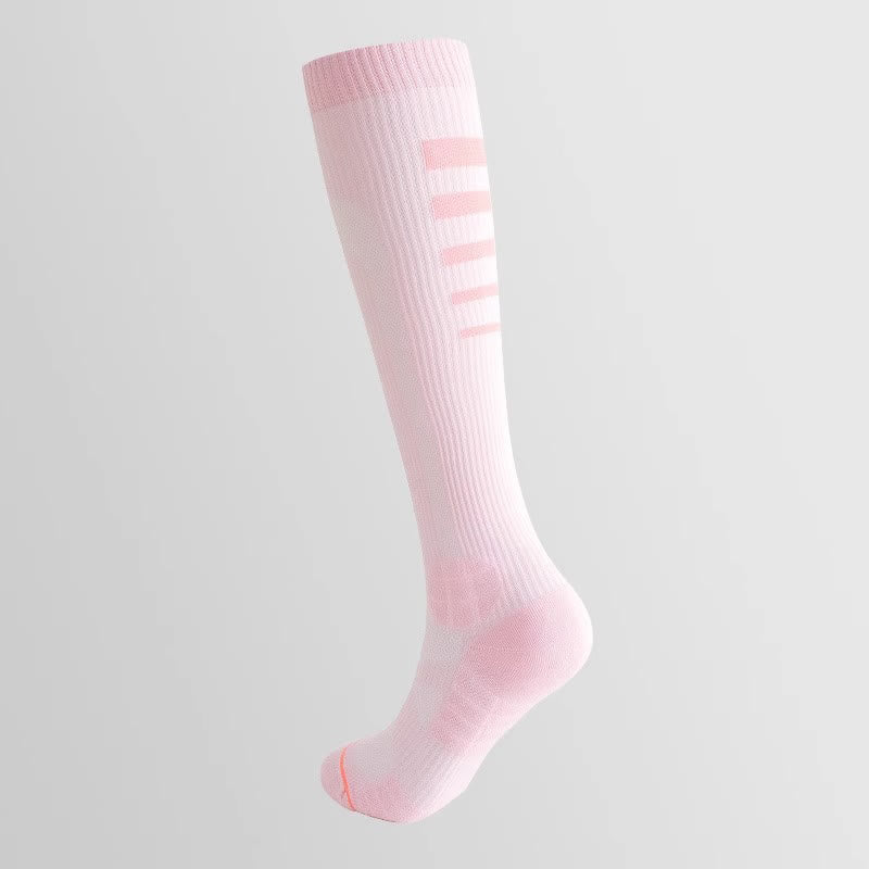 Chaussettes de compression hautes à rayures irrégulières (6 paires)