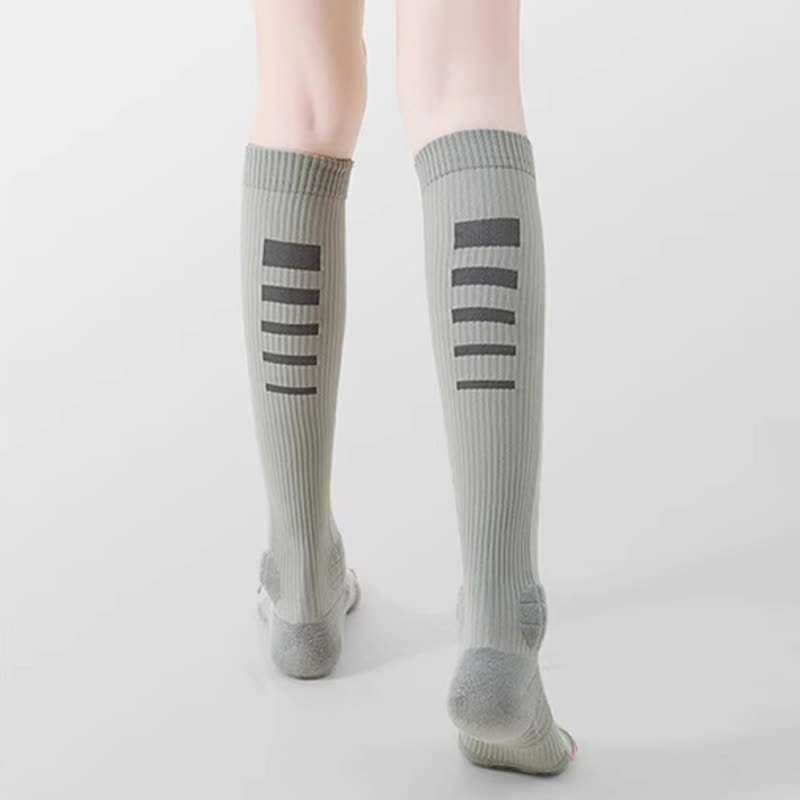 Chaussettes de compression hautes à rayures irrégulières (6 paires)