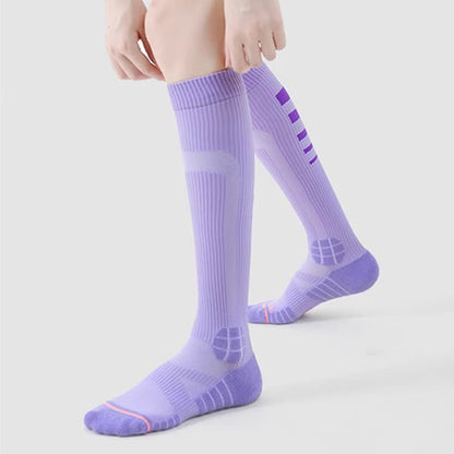 Chaussettes de compression hautes à rayures irrégulières (6 paires)