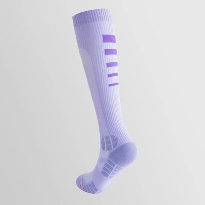 Chaussettes de compression hautes à rayures irrégulières (6 paires)
