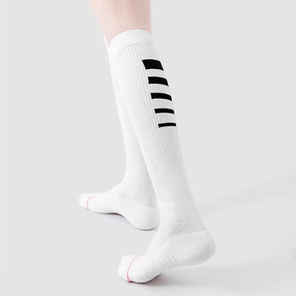 Chaussettes de compression hautes à rayures irrégulières (6 paires)