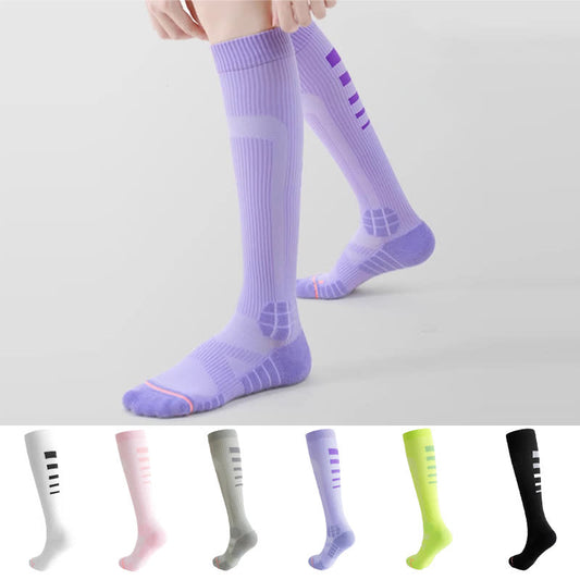 Chaussettes de compression hautes à rayures irrégulières (6 paires) - image 0