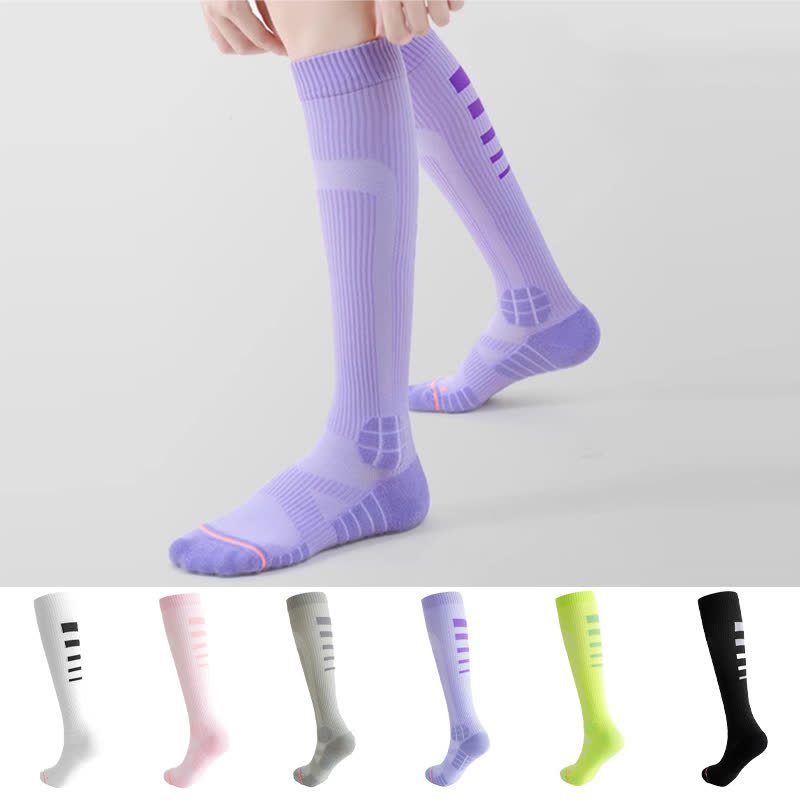 Chaussettes de compression hautes à rayures irrégulières (6 paires)
