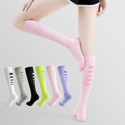 Chaussettes de compression hautes à rayures irrégulières (6 paires)