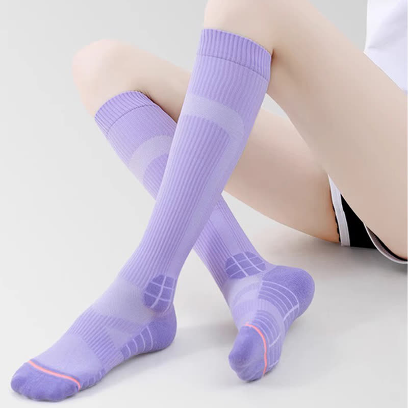 Chaussettes de compression hautes à rayures irrégulières (6 paires)